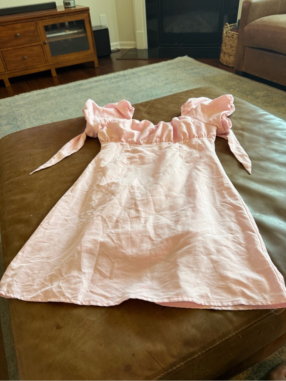 GB girls Light Pink Ruffle-Shoulder Casual Dress